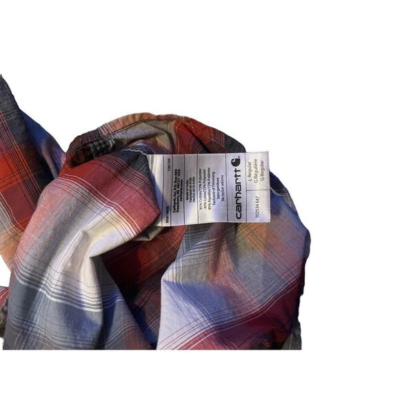 Carhartt Mens Multicolor Plaid Relaxed Fit Short Sleeve Button-Up Shirt Large pe - Picture 8 of 13